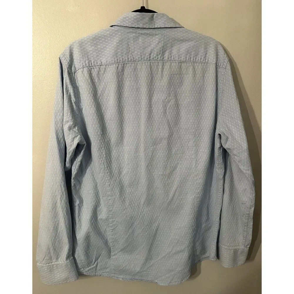 Banana Republic Light Blue Wht‎ Design Button Down Shirt Size L Long Sleeve